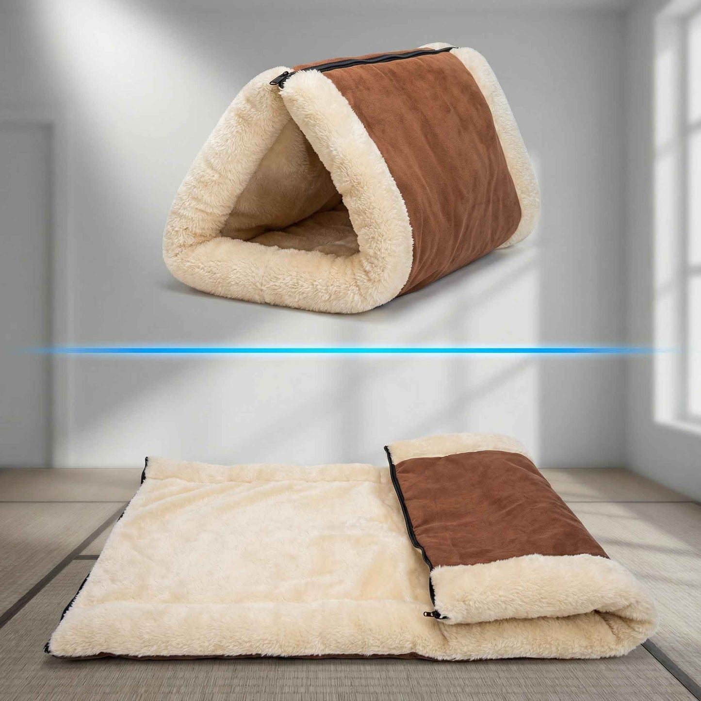 Two-in-one display of cat tunnel bed