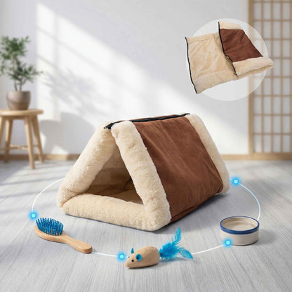 Simulation of a cat tunnel bed placed in a home environment